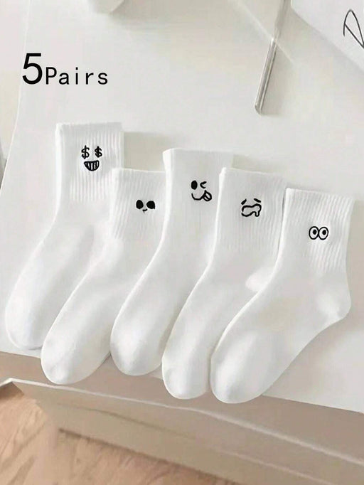 SHEIN 5 Pares de Calcetines blancos estampados para niños y jóvenes - Quierox - Tienda Online