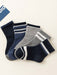 Shein 5 pares de calcetines cómodos de cintura alta con elástico, rayas grises y azules para niños - Quierox - Tienda Online