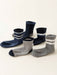 Shein 5 pares de calcetines cómodos de cintura alta con elástico, rayas grises y azules para niños - Quierox - Tienda Online
