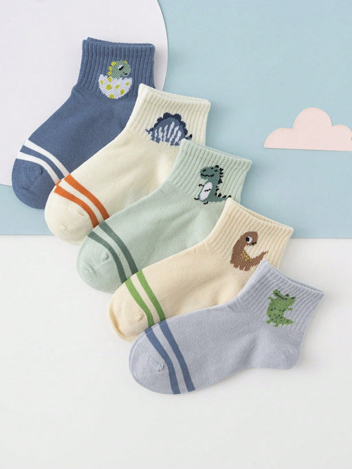 Shein 5 pares de calcetines de media pantorrilla con estampado de dinosaurios y cocodrilos - Quierox - Tienda Online