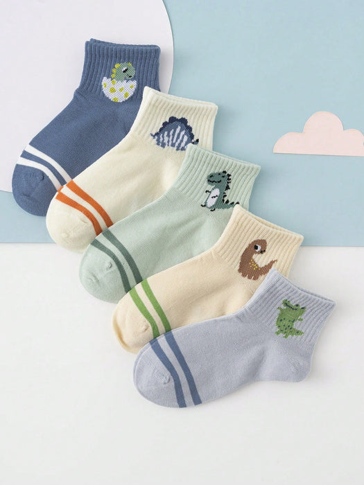 Shein 5 pares de calcetines de media pantorrilla con estampado de dinosaurios y cocodrilos - Quierox - Tienda Online