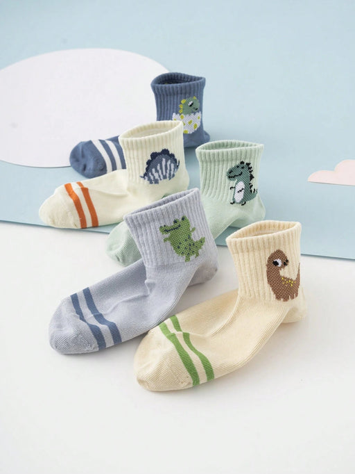 Shein 5 pares de calcetines de media pantorrilla con estampado de dinosaurios y cocodrilos - Quierox - Tienda Online