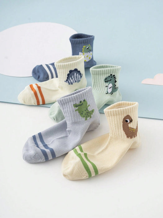 Shein 5 pares de calcetines de media pantorrilla con estampado de dinosaurios y cocodrilos - Quierox - Tienda Online