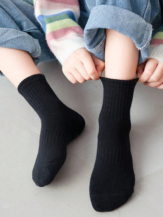 Shein 5 pares de calcetines deportivos unisex de media pantorrilla, clásicos y versátiles - Quierox - Tienda Online