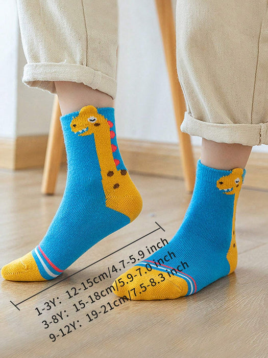 SHEIN 5 pares de calcetines infantiles con diseño de dinosaurio de dibujos animados - Quierox - Tienda Online