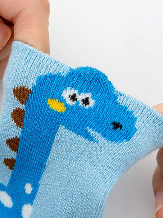 SHEIN 5 pares de calcetines infantiles con diseño de dinosaurio de dibujos animados - Quierox - Tienda Online