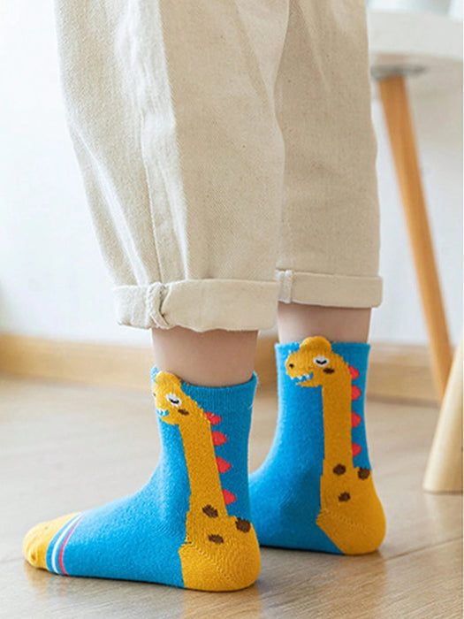 SHEIN 5 pares de calcetines infantiles con diseño de dinosaurio de dibujos animados - Quierox - Tienda Online