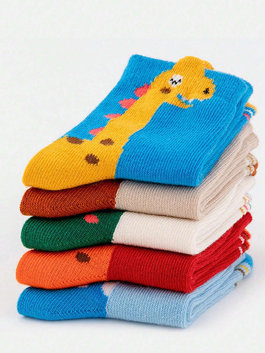 SHEIN 5 pares de calcetines infantiles con diseño de dinosaurio de dibujos animados - Quierox - Tienda Online