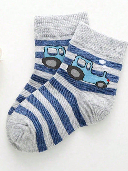 Shein 5 pares de calcetines infantiles transpirables estampado de coches - Quierox - Tienda Online