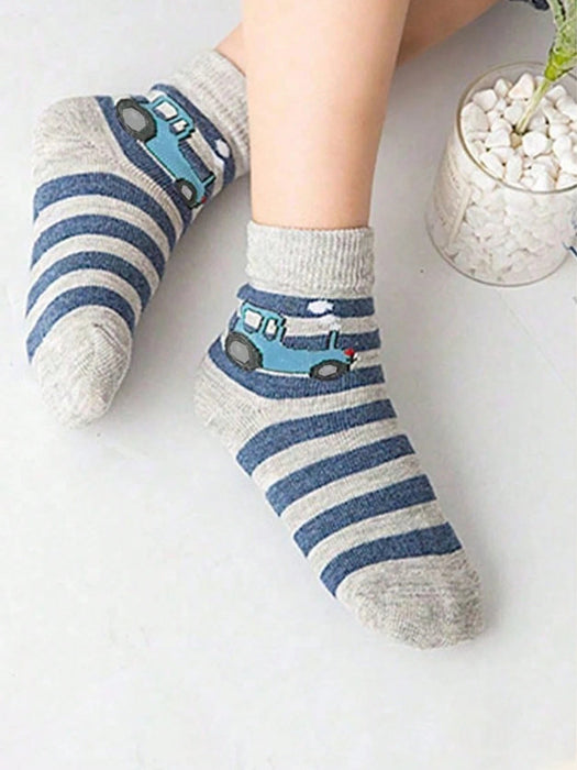 Shein 5 pares de calcetines infantiles transpirables estampado de coches - Quierox - Tienda Online