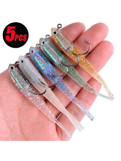 Shein 5 piezas de señuelos de pesca de silicona, cebo artificial suave con anzuelos - Quierox - Tienda Online