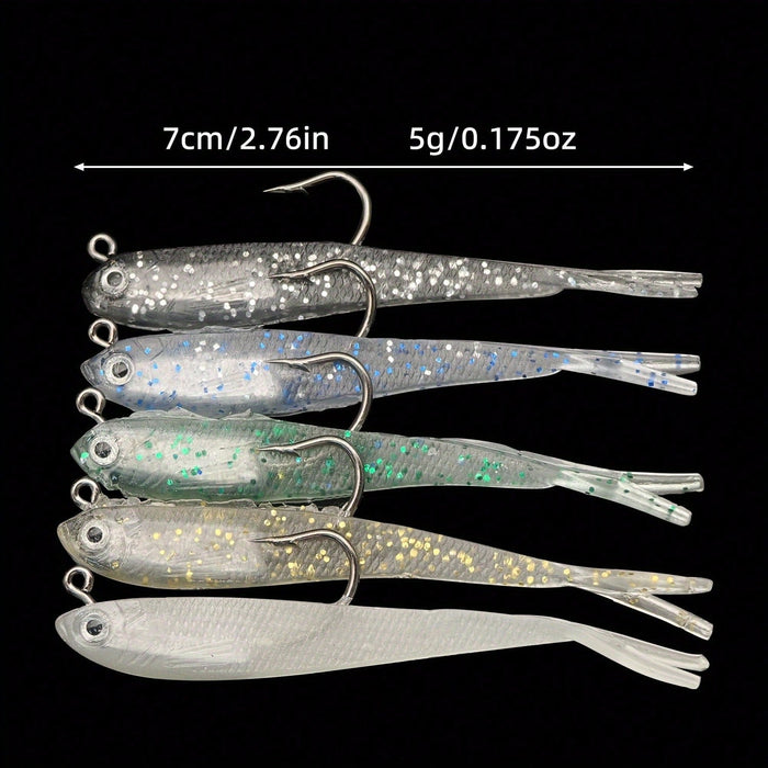 Shein 5 piezas de señuelos de pesca de silicona, cebo artificial suave con anzuelos - Quierox - Tienda Online