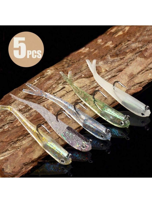 Shein 5 piezas de señuelos de pesca de silicona, cebo artificial suave con anzuelos - Quierox - Tienda Online