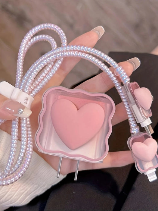 SHEIN 5 Piezas/set Cargador De Teléfono Móvil Con Diseño Ondulado Y En Forma De Corazón - Quierox - Tienda Online