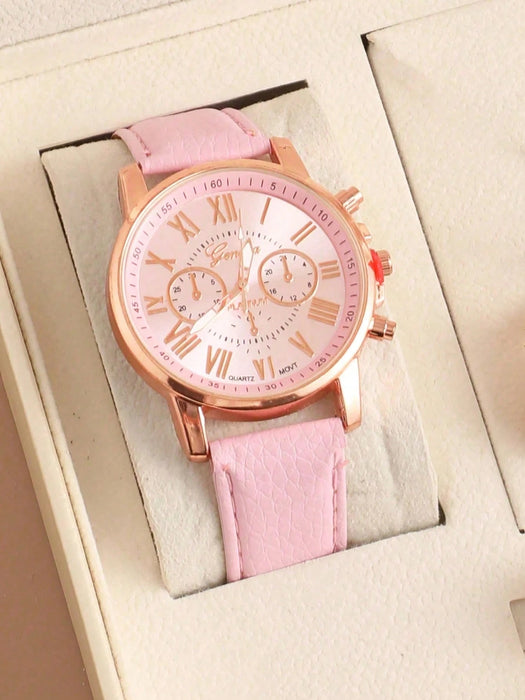 Shein 5 piezas/set Reloj de pulsera de cuarzo de moda casual para mujer con correa - Quierox - Tienda Online