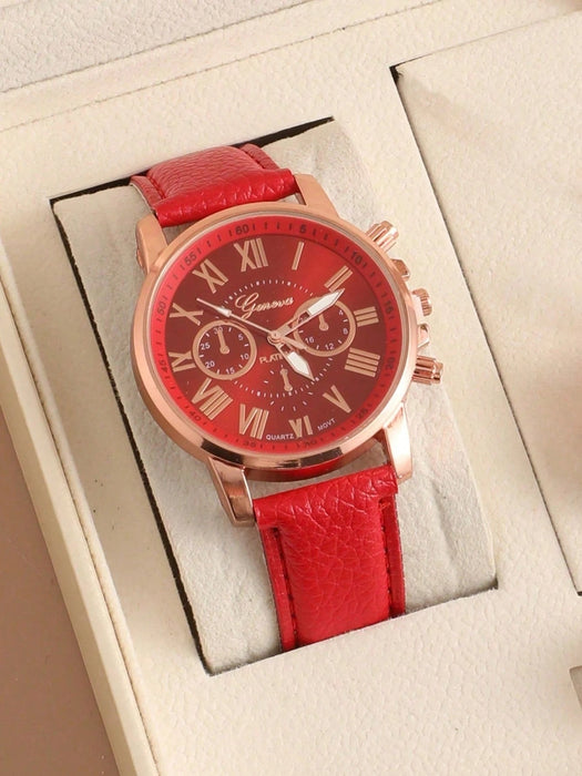 Shein 5 piezas/set Reloj de pulsera de cuarzo de moda casual para mujer con correa - Quierox - Tienda Online