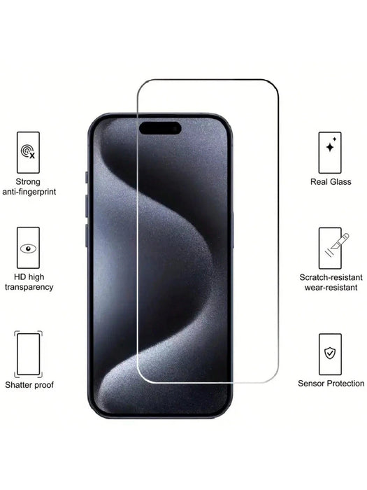 Shein 5 protectores de pantalla de vidrio templado de cobertura completa compatibles con iphone 15 pro - Quierox - Tienda Online