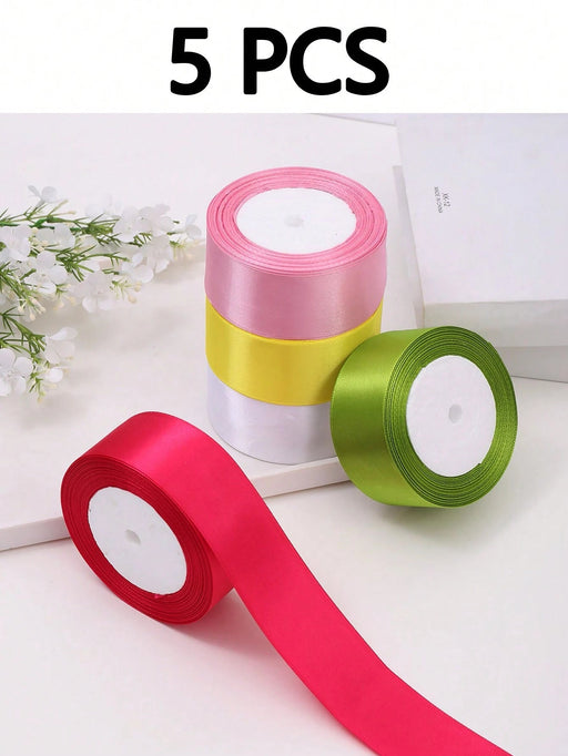 Shein (5 rollos de cinta mixta) Cinta de raso para envolver regalos de pasteles, material para hacer rosas - Quierox - Tienda Online