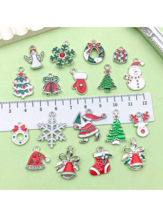 Shein 50 piezas de abalorios esmaltados navideños variados para