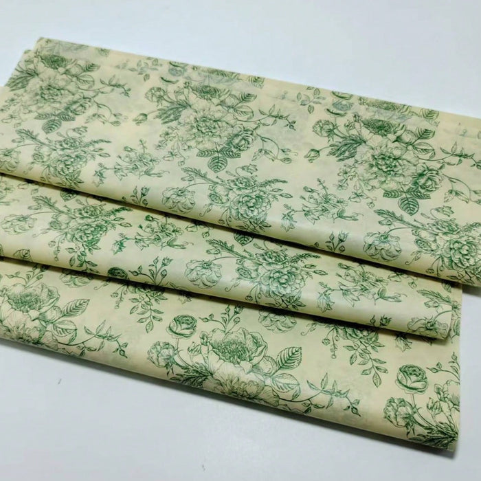 SHEIN 50 piezas de papel de seda fino semitransparente con estampado de rosas verdes vintage - Quierox - Tienda Online