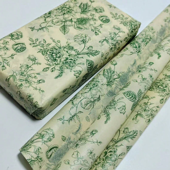 SHEIN 50 piezas de papel de seda fino semitransparente con estampado de rosas verdes vintage - Quierox - Tienda Online