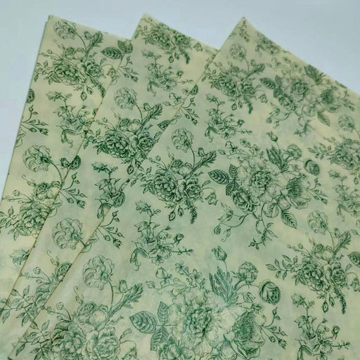 SHEIN 50 piezas de papel de seda fino semitransparente con estampado de rosas verdes vintage - Quierox - Tienda Online