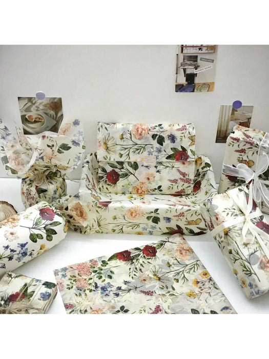 SHEIN 50 piezas Papel de regalo vintage con estampado de rosas semi - transparente y delgado - Quierox - Tienda Online