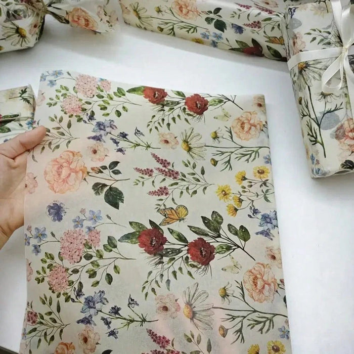 SHEIN 50 piezas Papel de regalo vintage con estampado de rosas semi - transparente y delgado - Quierox - Tienda Online