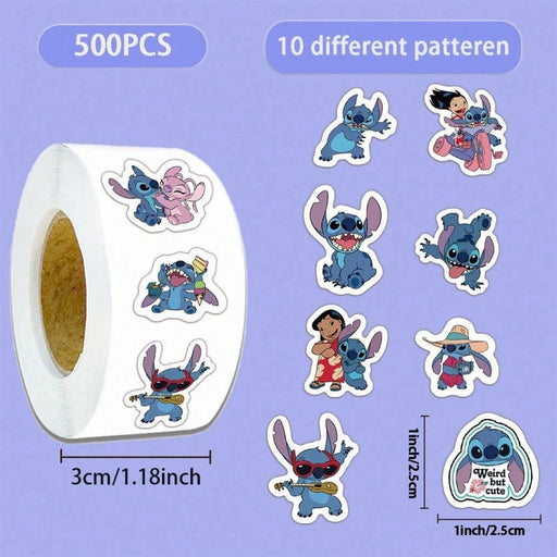 Shein 500 pegatinas/rollo de dibujos animados de Stitch - Quierox - Tienda Online