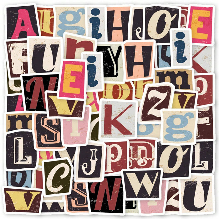 SHEIN 52 piezas (23 x 2) Pegatinas del alfabeto inglés para cortar, cuaderno, portátil, botella - Quierox - Tienda Online