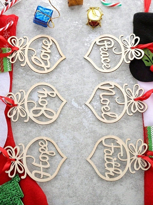 Shein 6 Adornos De Navidad De Madera Festivos Para Árbol De Navidad - Quierox - Tienda Online