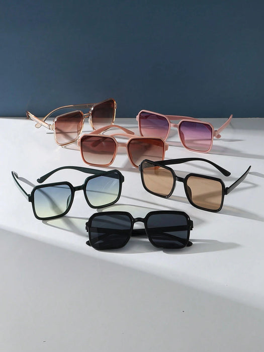 SHEIN 6 gafas de sol cuadradas de plástico decorativas de moda para mujer - Quierox - Tienda Online