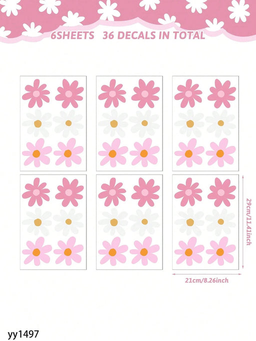 Shein 6 hojas de adhesivos de pared con margaritas - Quierox - Tienda Online