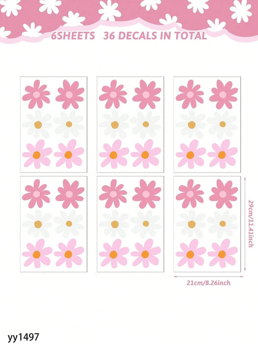 Shein 6 hojas de adhesivos de pared con margaritas - Quierox - Tienda Online