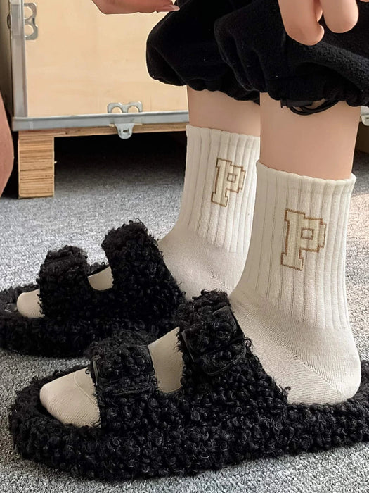 Shein 6 pares Calcetines de tripulación con estampado de letra - Quierox - Tienda Online