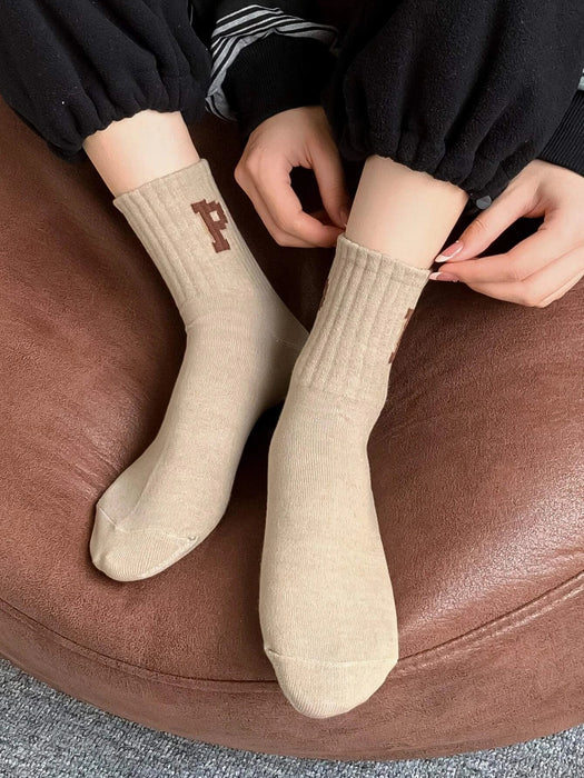 Shein 6 pares Calcetines de tripulación con estampado de letra - Quierox - Tienda Online