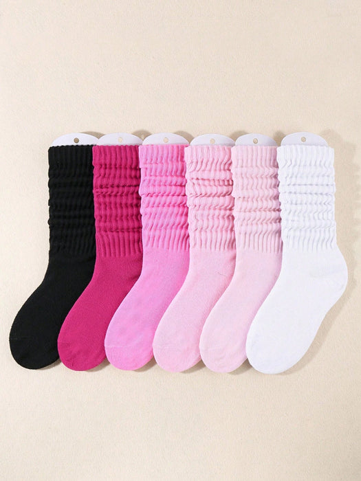 SHEIN 6 pares de calcetines caídos negros, blancos y rosa - Quierox - Tienda Online