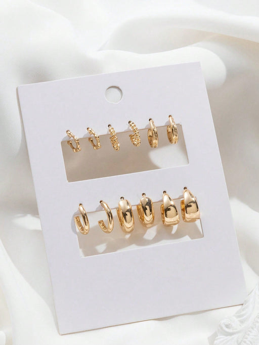 Shein 6 pares de pendientes de aro con diseño torcido - Quierox - Tienda Online