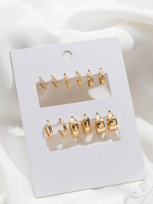 Shein 6 pares de pendientes de aro con diseño torcido - Quierox - Tienda Online