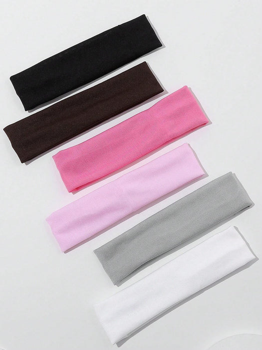 Shein 6 piezas de cintas para el cabello finas, absorbentes del sudor y antideslizantes de color sólido - Quierox - Tienda Online