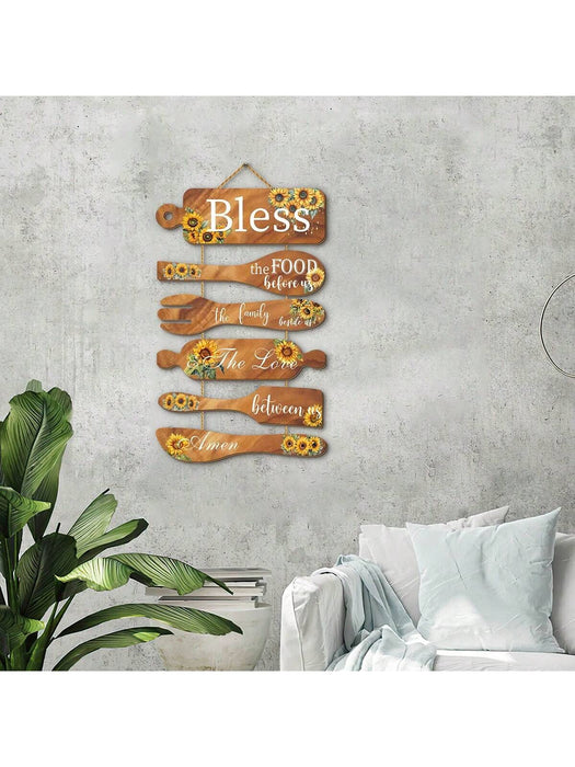 SHEIN 6 piezas de decoración de pared de cocina rústica "Bless The Food Before Us" - Quierox - Tienda Online