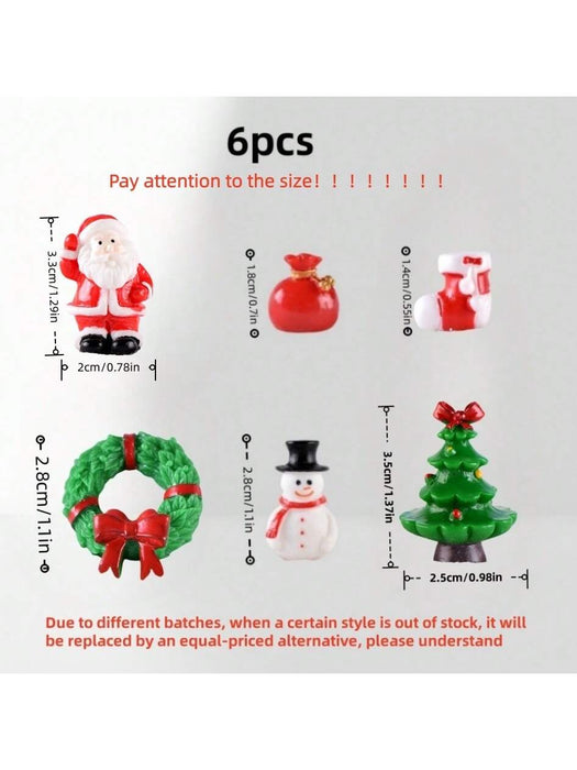 SHEIN 6 piezas de decoración navideña: Papá Noel..miniaturas de escritorio aleatorias. - Quierox - Tienda Online