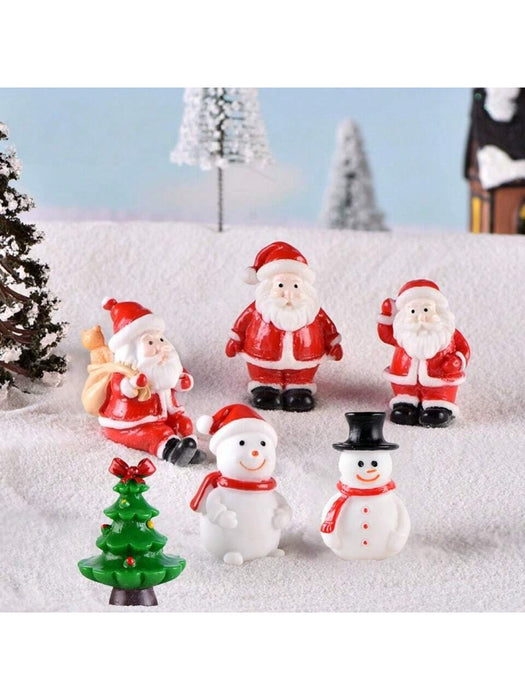 SHEIN 6 piezas de decoración navideña: Papá Noel..miniaturas de escritorio aleatorias. - Quierox - Tienda Online