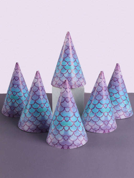 SHEIN 6 piezas de gorros de papel con tema de sirena morada - Quierox - Tienda Online