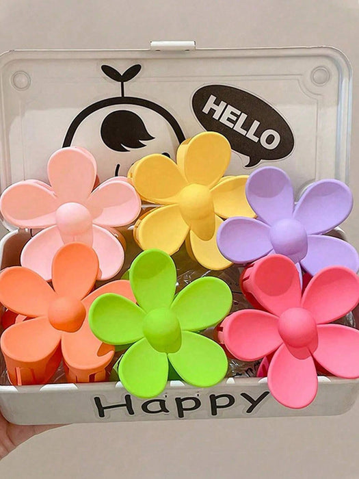 Shein 6 piezas de pinzas para el cabello con flores, dulces y lindas, mate, de colores, para mujeres - Quierox - Tienda Online