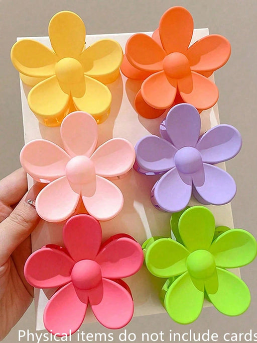Shein 6 piezas de pinzas para el cabello con flores, dulces y lindas, mate, de colores, para mujeres - Quierox - Tienda Online