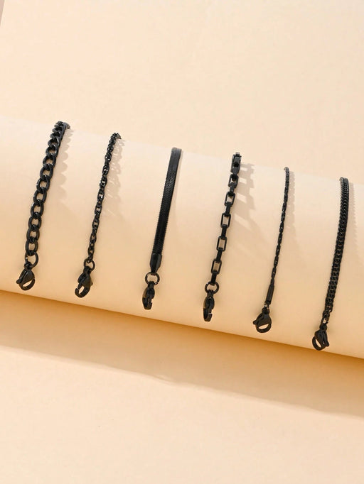 Shein 6 piezas Pulseras de tobillo simple de acero inoxidable - Quierox - Tienda Online