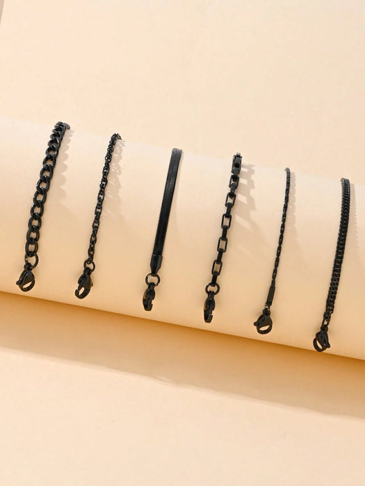 Shein 6 piezas Pulseras de tobillo simple de acero inoxidable - Quierox - Tienda Online