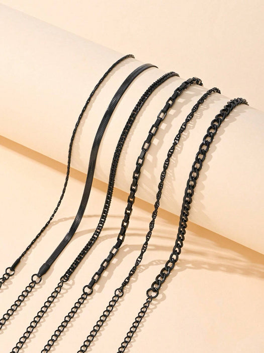 Shein 6 piezas Pulseras de tobillo simple de acero inoxidable - Quierox - Tienda Online