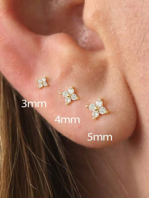 Shein 6 piezas/set de pendientes tipo botón con forna de flor de cuatro petalos a la moda - Quierox - Tienda Online